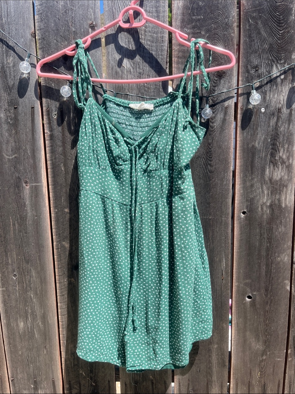 Emerald Green Polka Floral Tie-Shoulder Romper